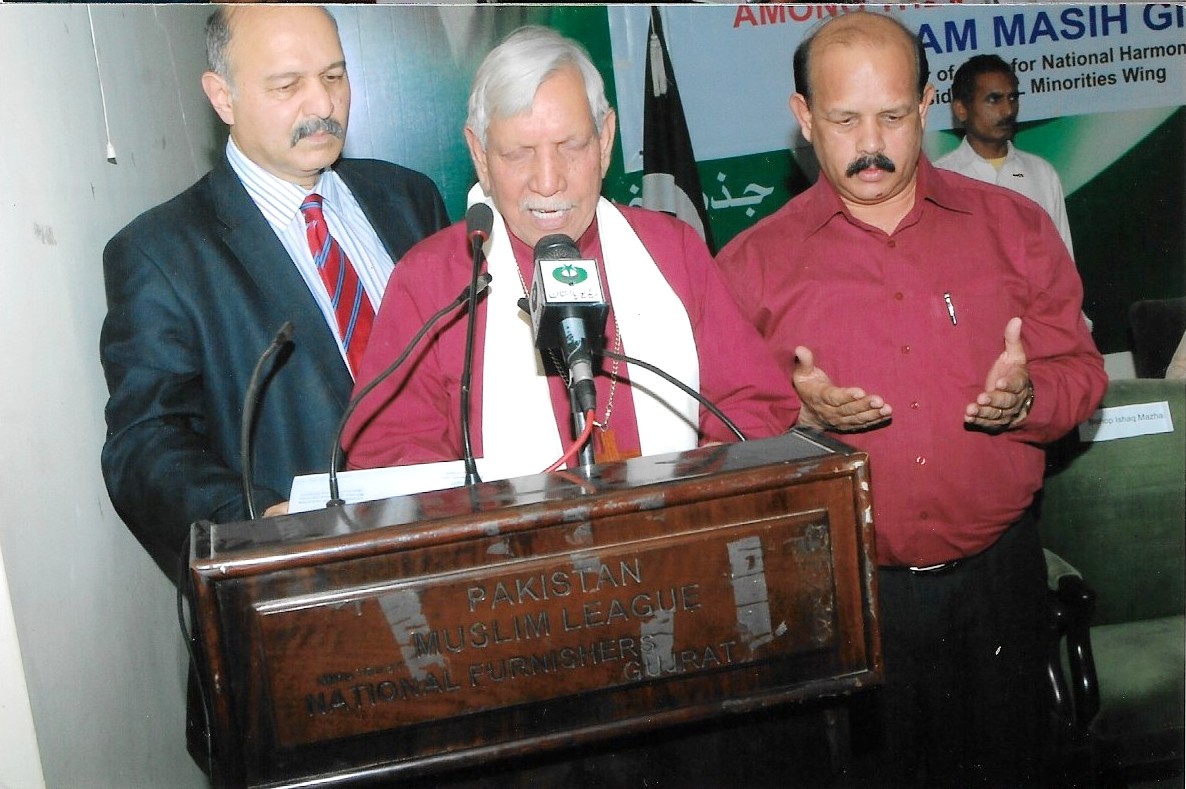 Bishop Ishaq Mazhar with Senator Mushahid Hussain Syed